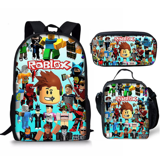 3D Roblox Backpack, Lunch Bag and Pencil Case, 3-pack pen bag